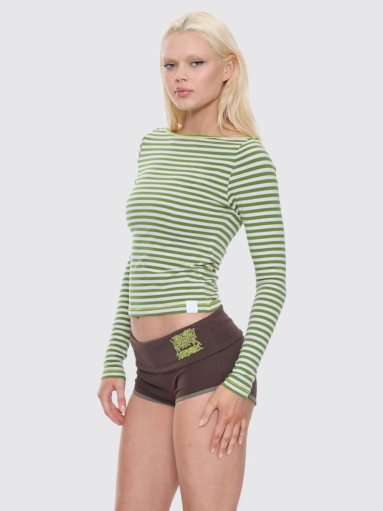 Trouble Stripe Long Sleeve Top - Lime Twist - Image 3