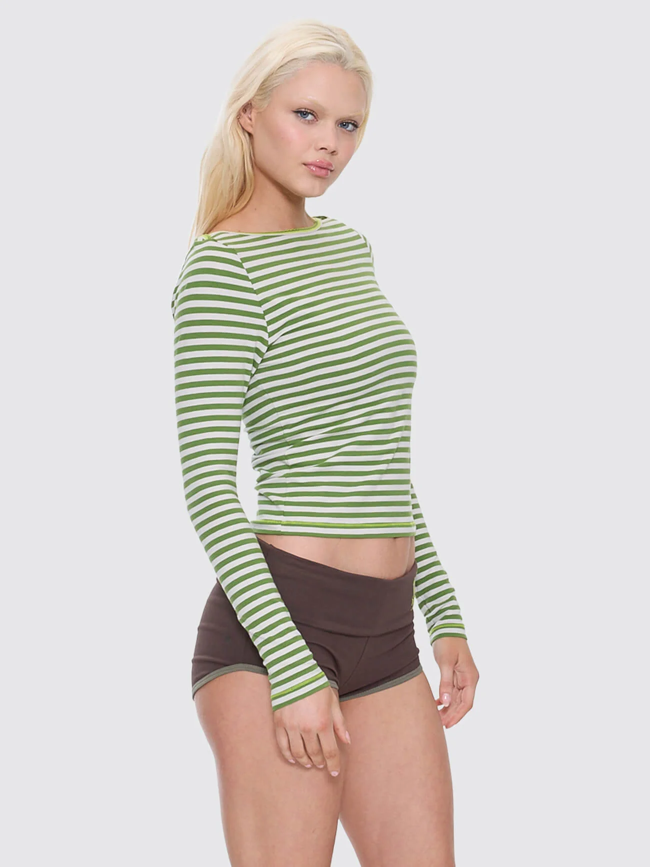 Trouble Stripe Long Sleeve Top - Lime Twist - Image 5