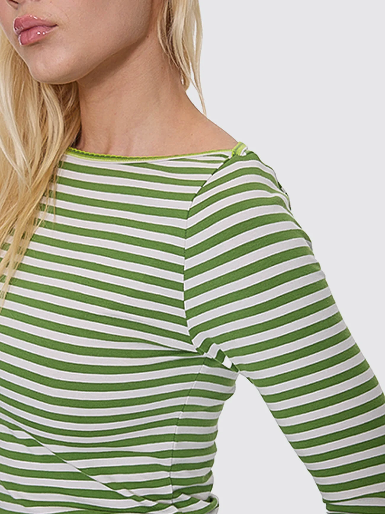 Trouble Stripe Long Sleeve Top - Lime Twist - Image 6