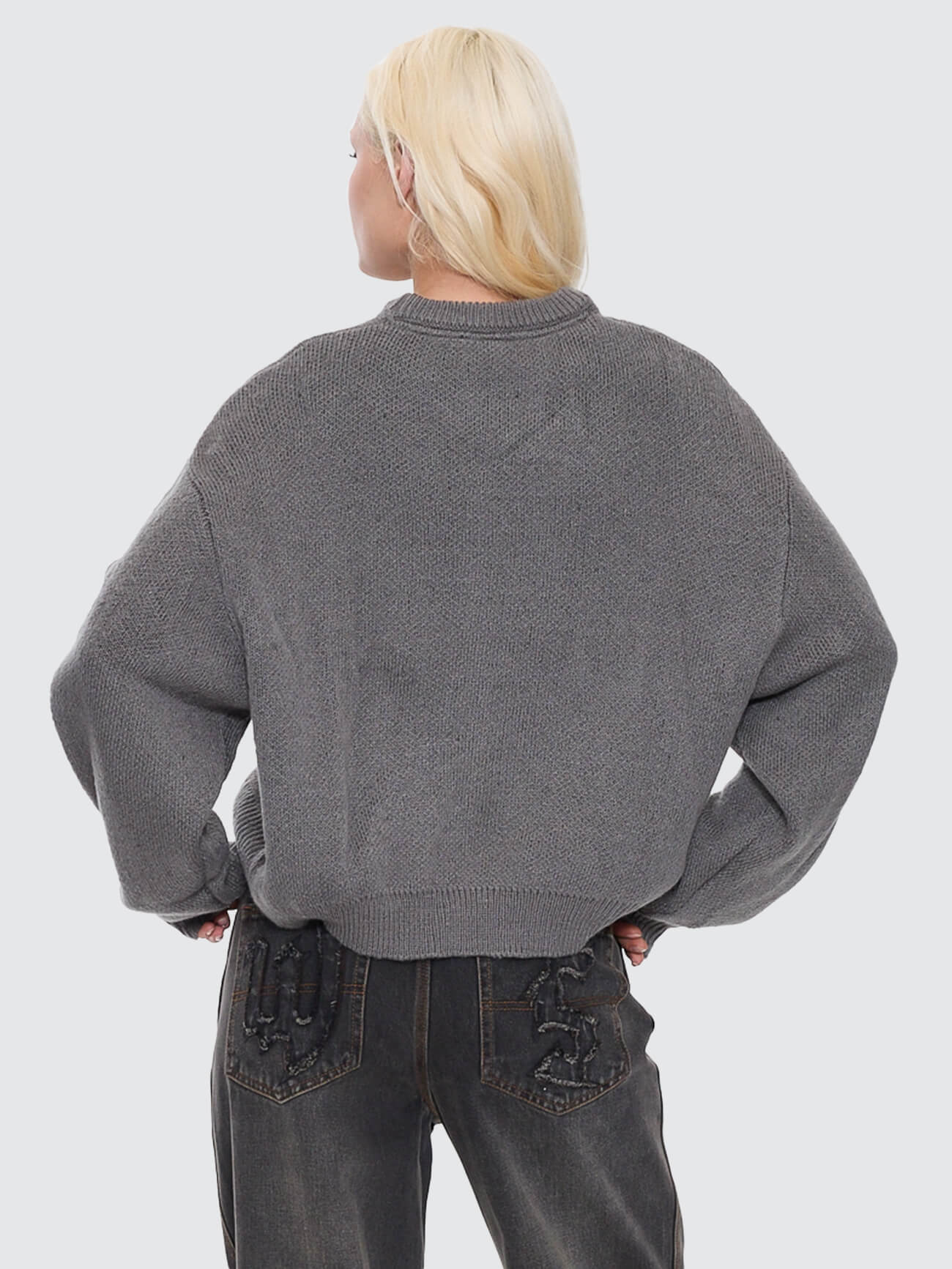 Trudge Box Fit Crew Knit Sweater - Dark Marle - Image 5