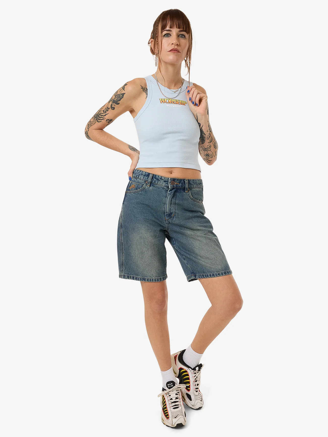 Try Again Sloucher Short - Dirty Mid Blue - Image 5