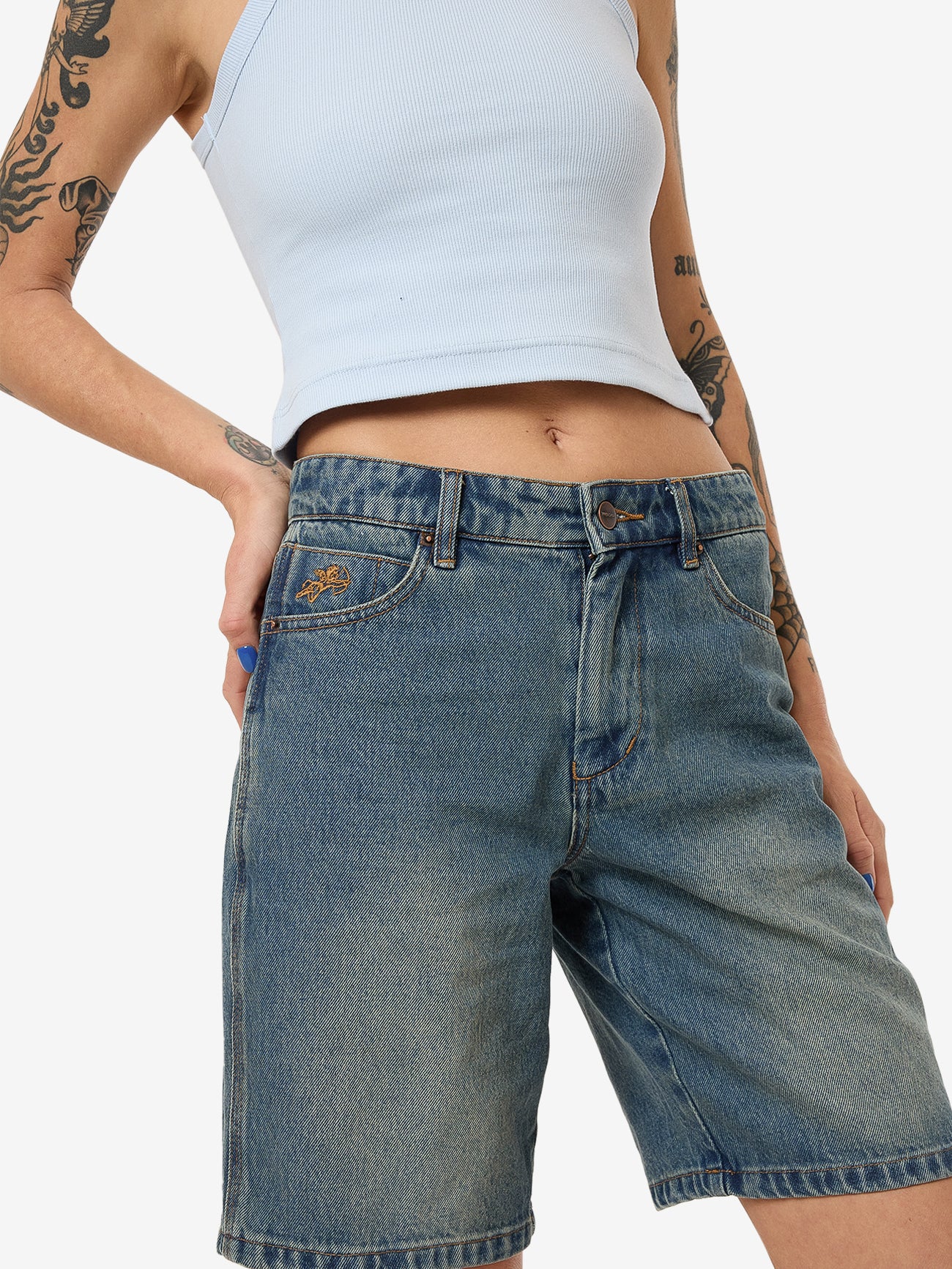 Try Again Sloucher Short - Dirty Mid Blue - Image 8