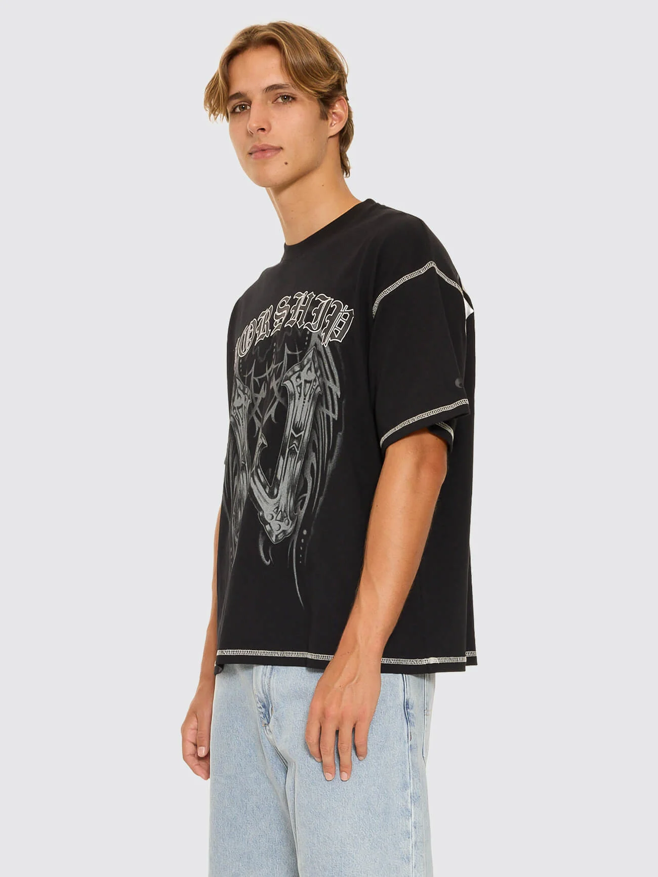 Turmoil Oversize Tee - Washed Black - Image 4