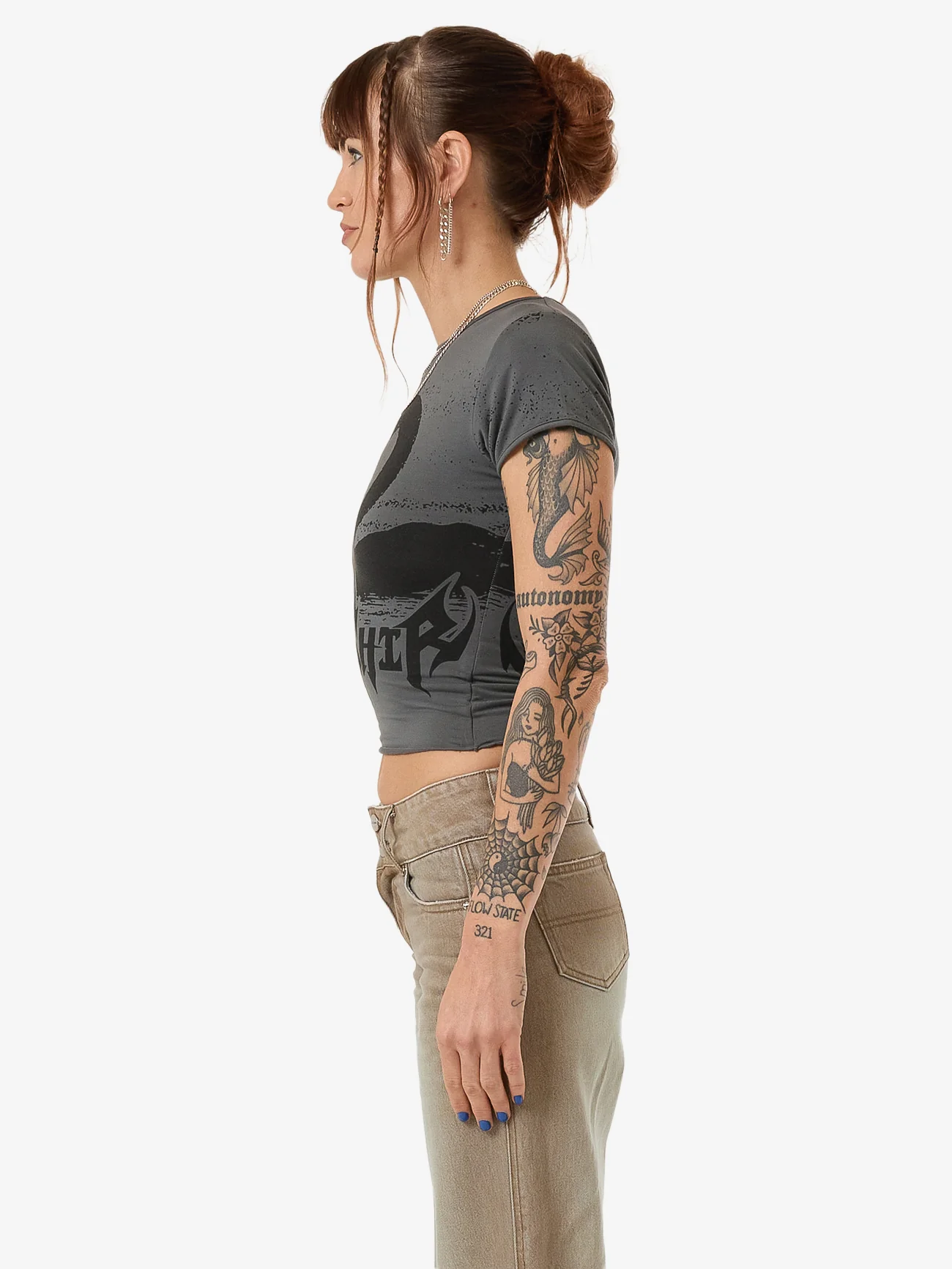 Ugly Duck Cap Sleeve Top - Charcoal - Image 3