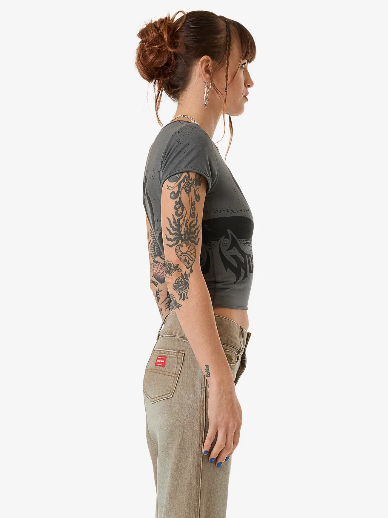 Ugly Duck Cap Sleeve Top - Charcoal - Image 4