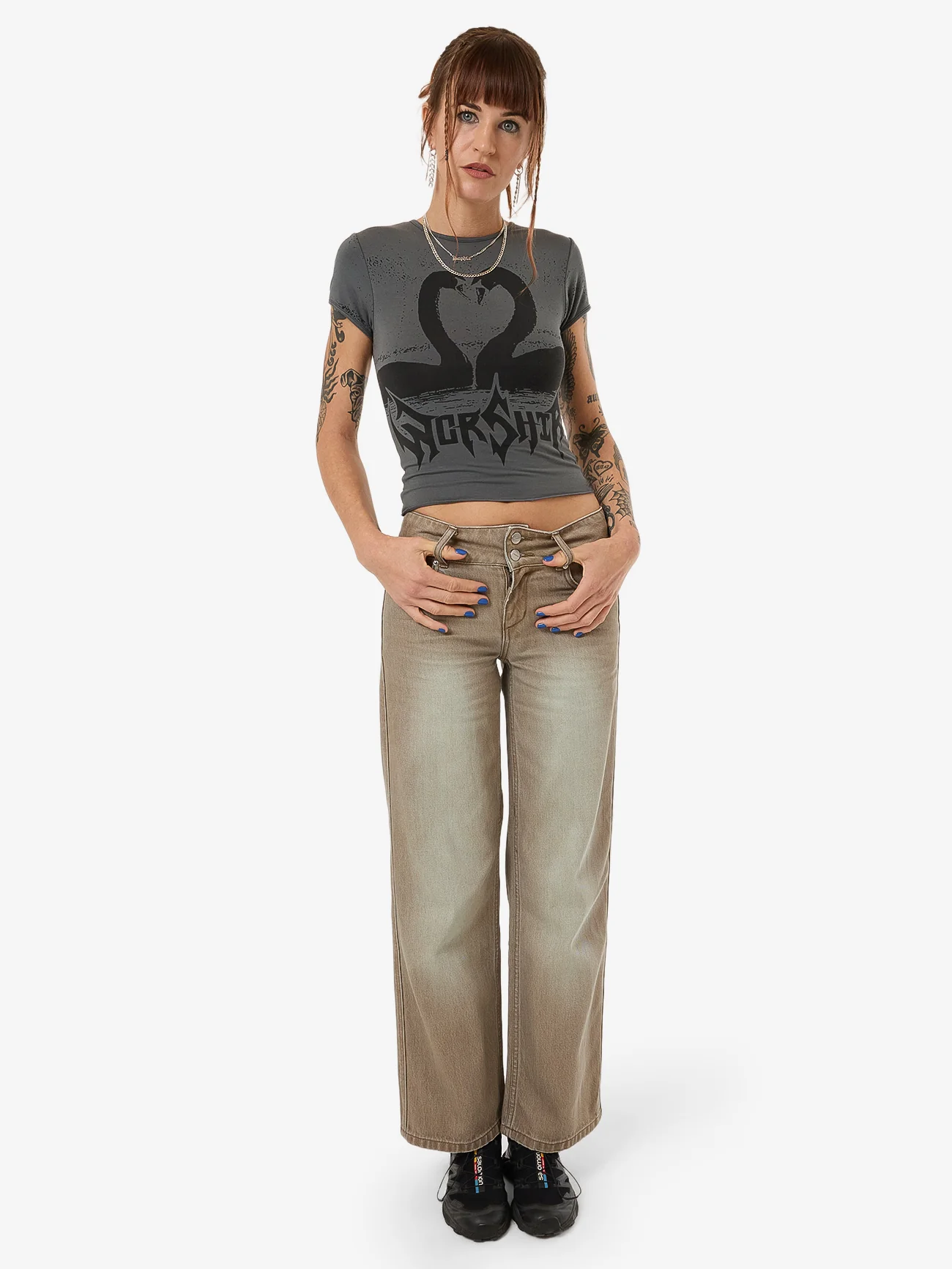 Ugly Duck Cap Sleeve Top - Charcoal - Image 5