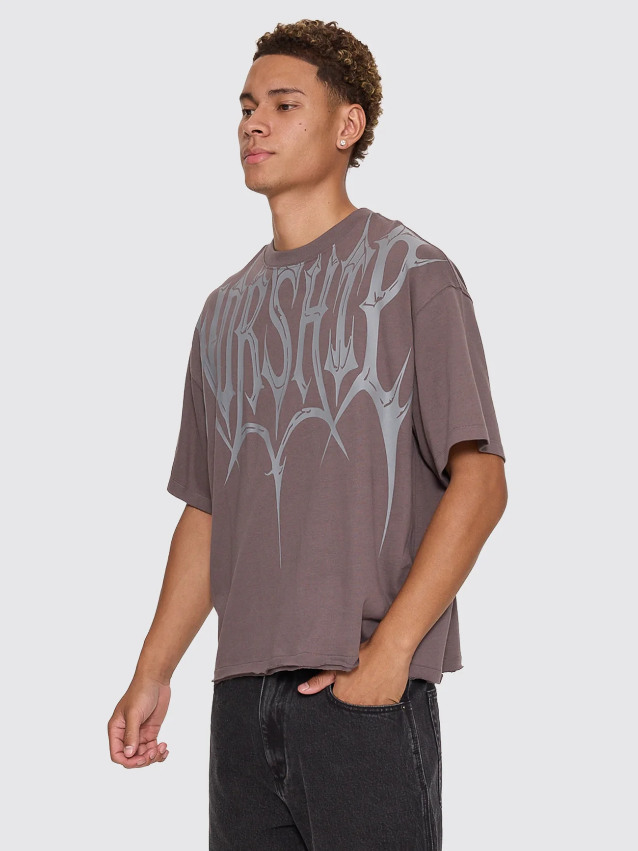 Unchained Box Crop Tee - Worn Black - Image 4