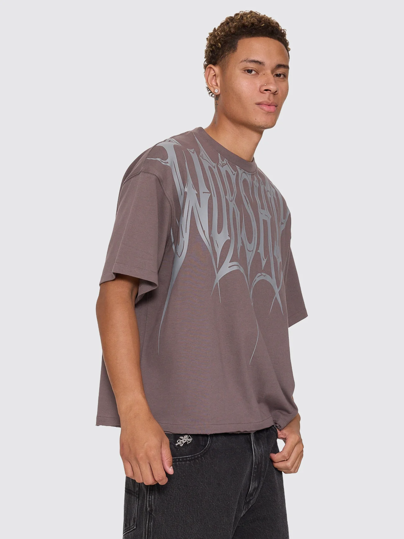 Unchained Box Crop Tee - Worn Black - Image 6