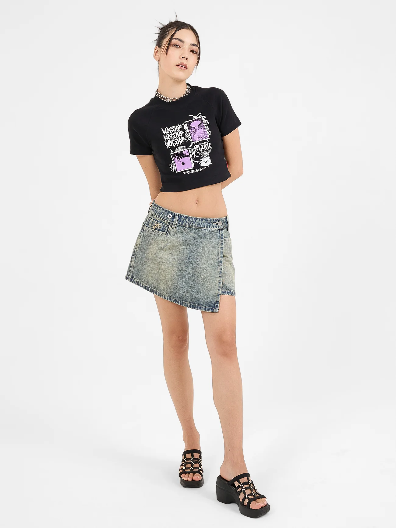 Vexed Denim Mini Skirt - Garbage Grime Blue - Image 5