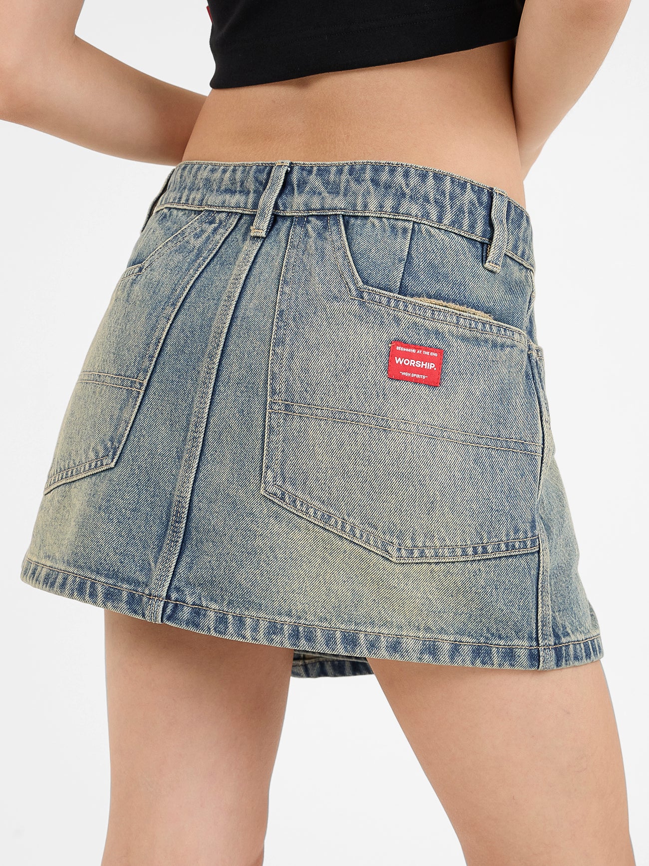 Vexed Denim Mini Skirt - Garbage Grime Blue - Image 8