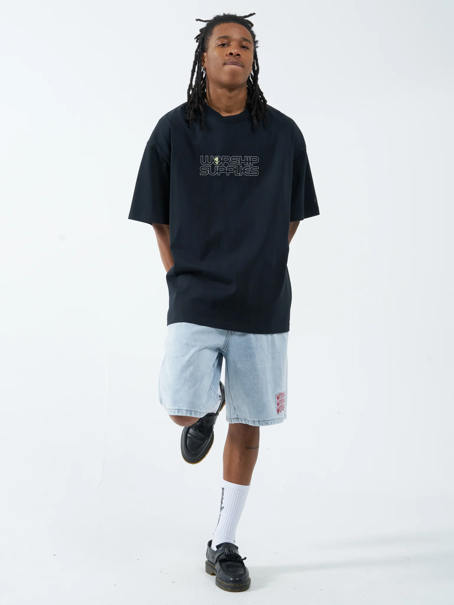 Visitors Box Fit Oversize Tee - Washed Black - Image 5