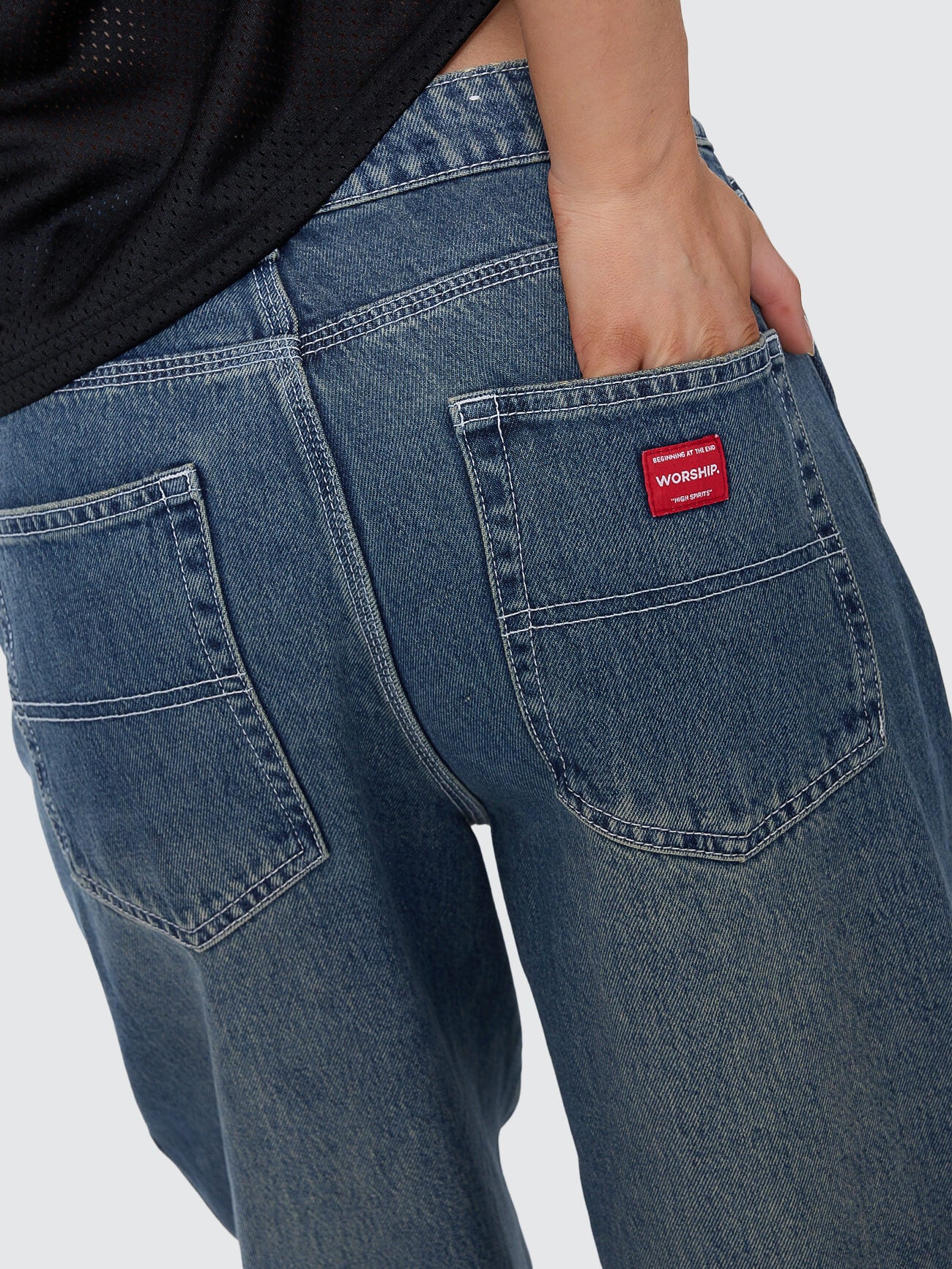 Vortex Big Baggy Jean - Dirty Mid Blue - Image 2
