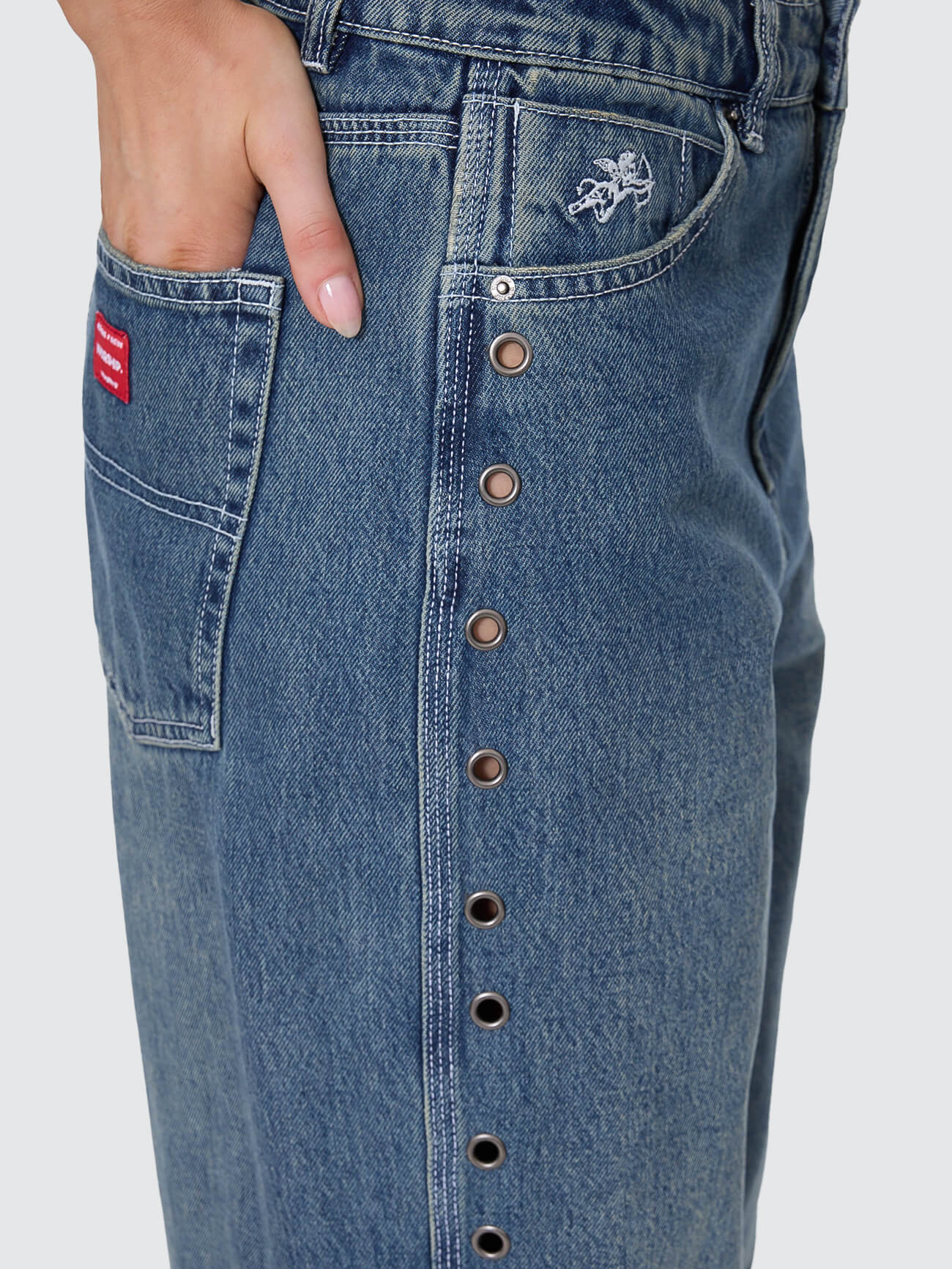 Vortex Big Baggy Jean - Dirty Mid Blue - Image 7