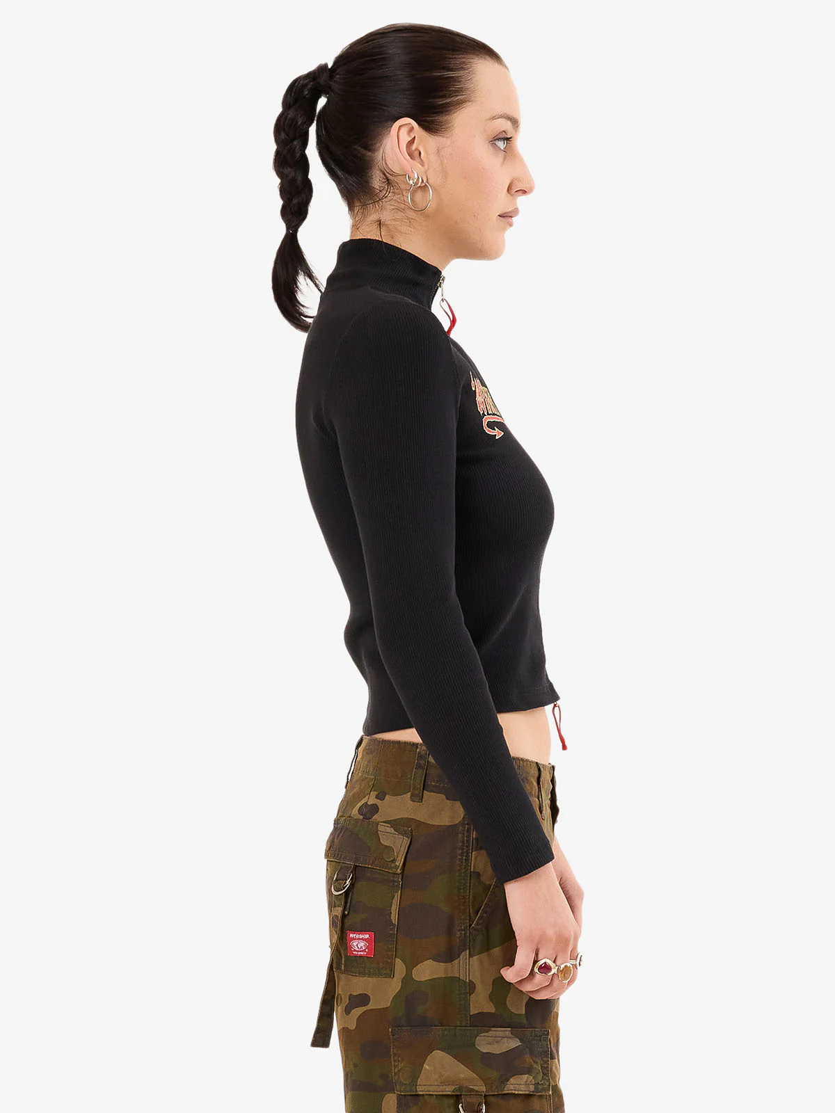 Who Me? Zip Front Top - Black - Image 7