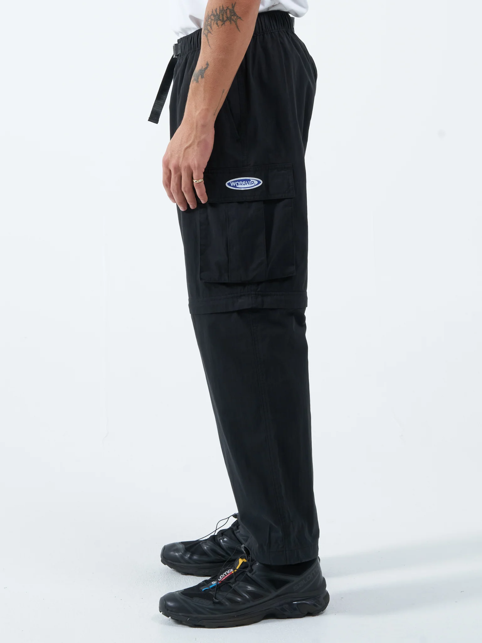 Why Wait Zip Off Cargo Pant - Washed Black - Image 3