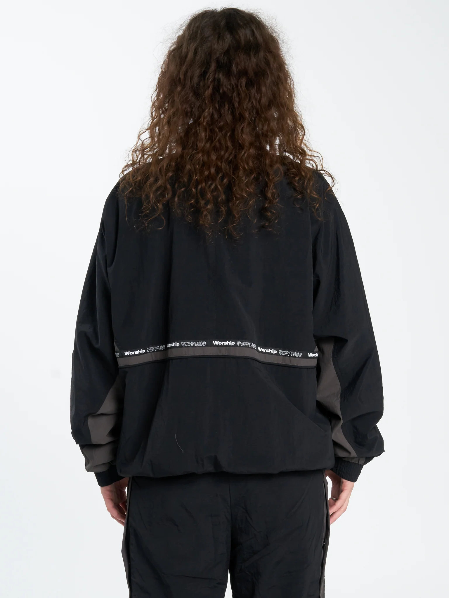 Win Win Crushed Nylon Track Jacket - Black - Image 2