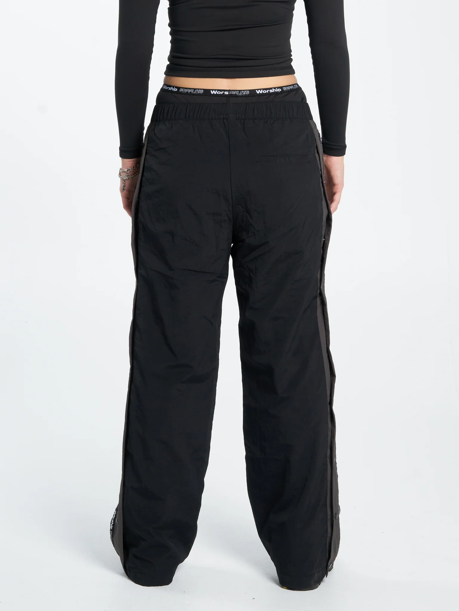 Win Win Crushed Nylon Track Pant - Black - Image 2