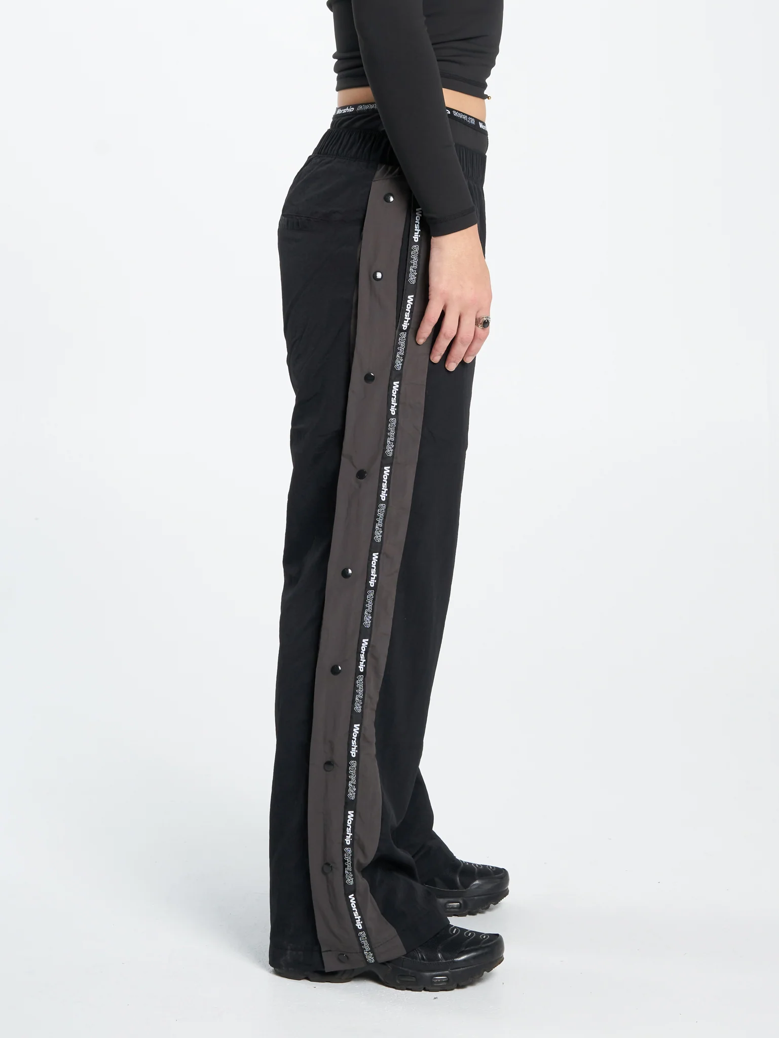 Win Win Crushed Nylon Track Pant - Black - Image 3