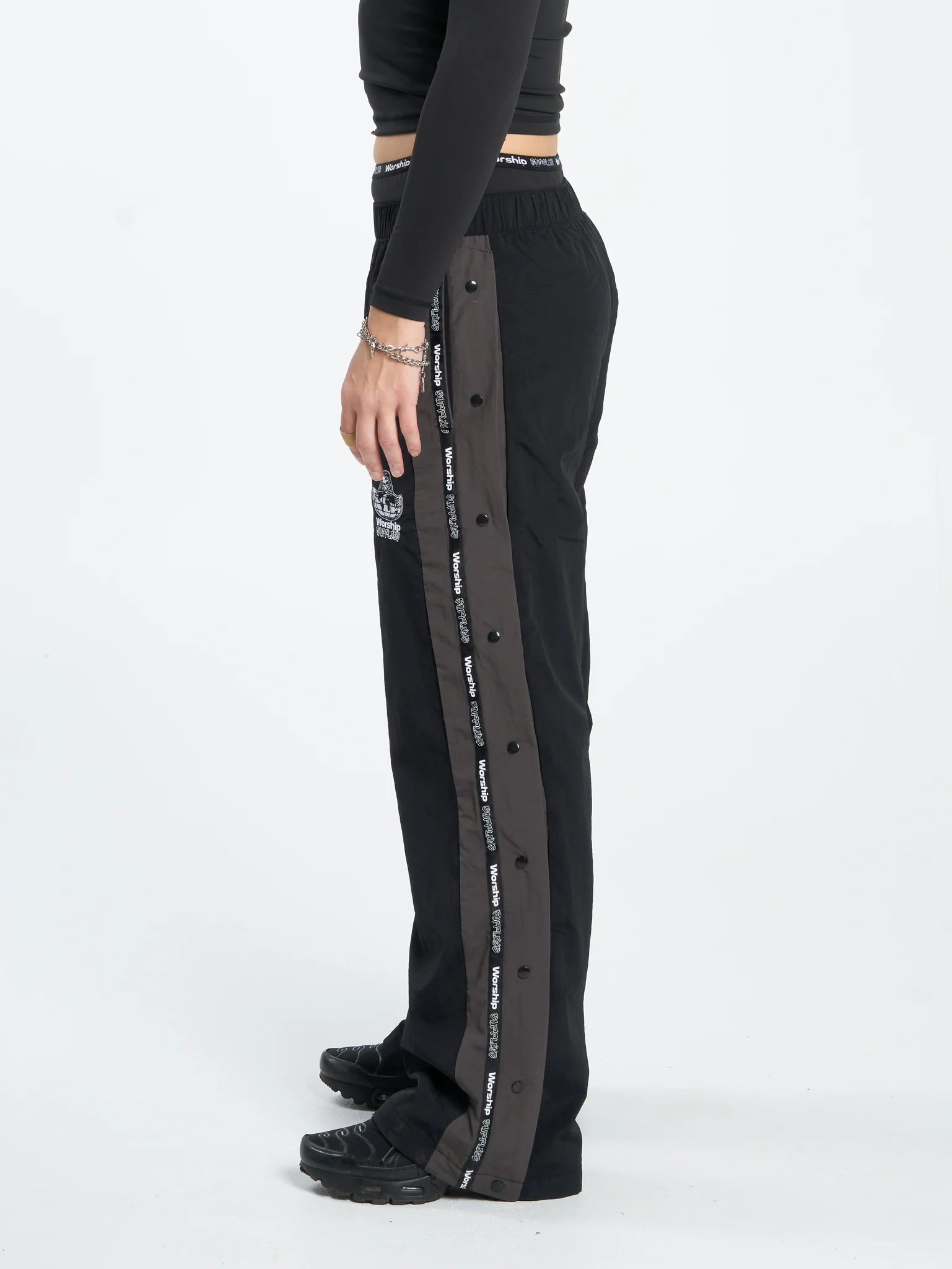 Win Win Crushed Nylon Track Pant - Black - Image 4