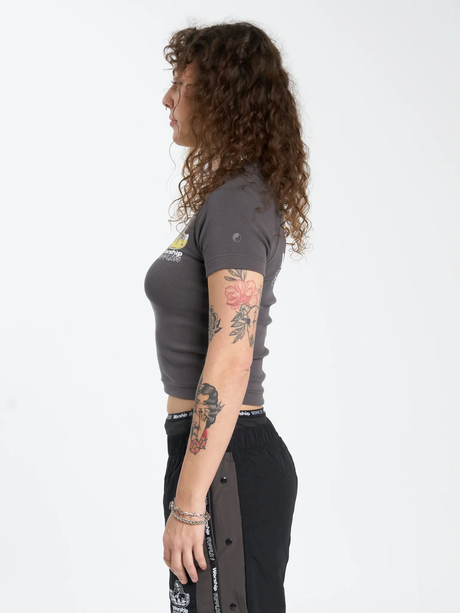Win Win Slim Raglan Tee - Worn Black - Image 3