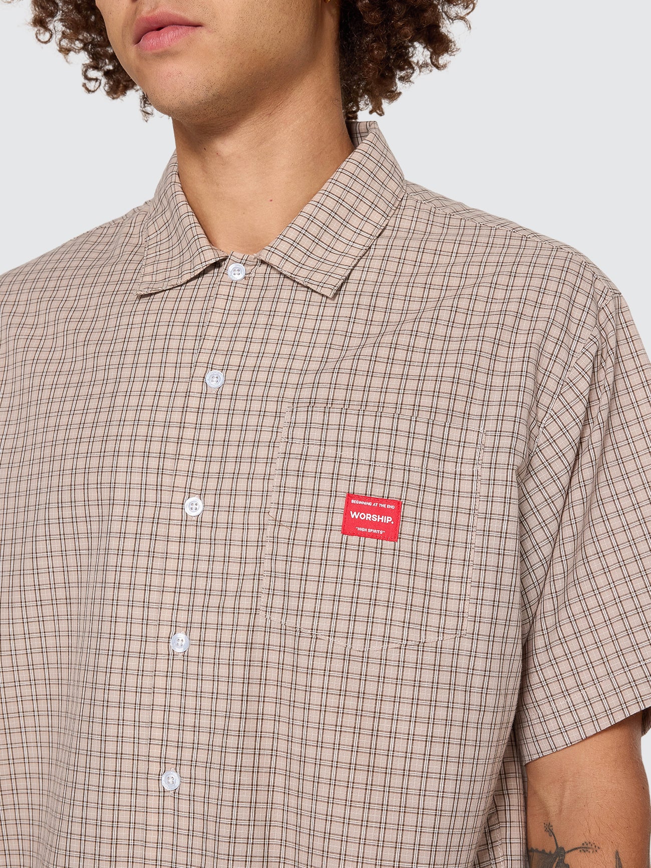 Work Short Sleeve Shirt - Tan - Image 6