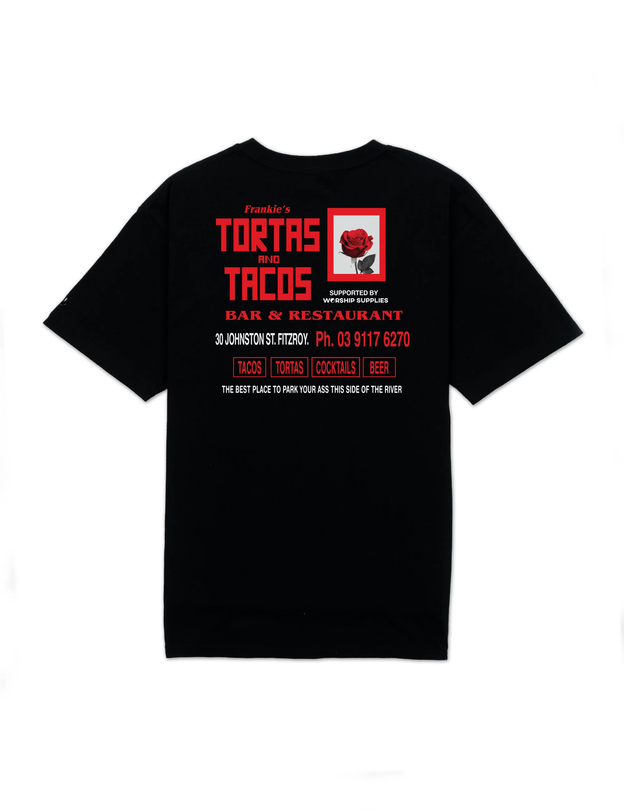 Worship Frankies Tortas And Tacos Tee â€“ Black - Image 4