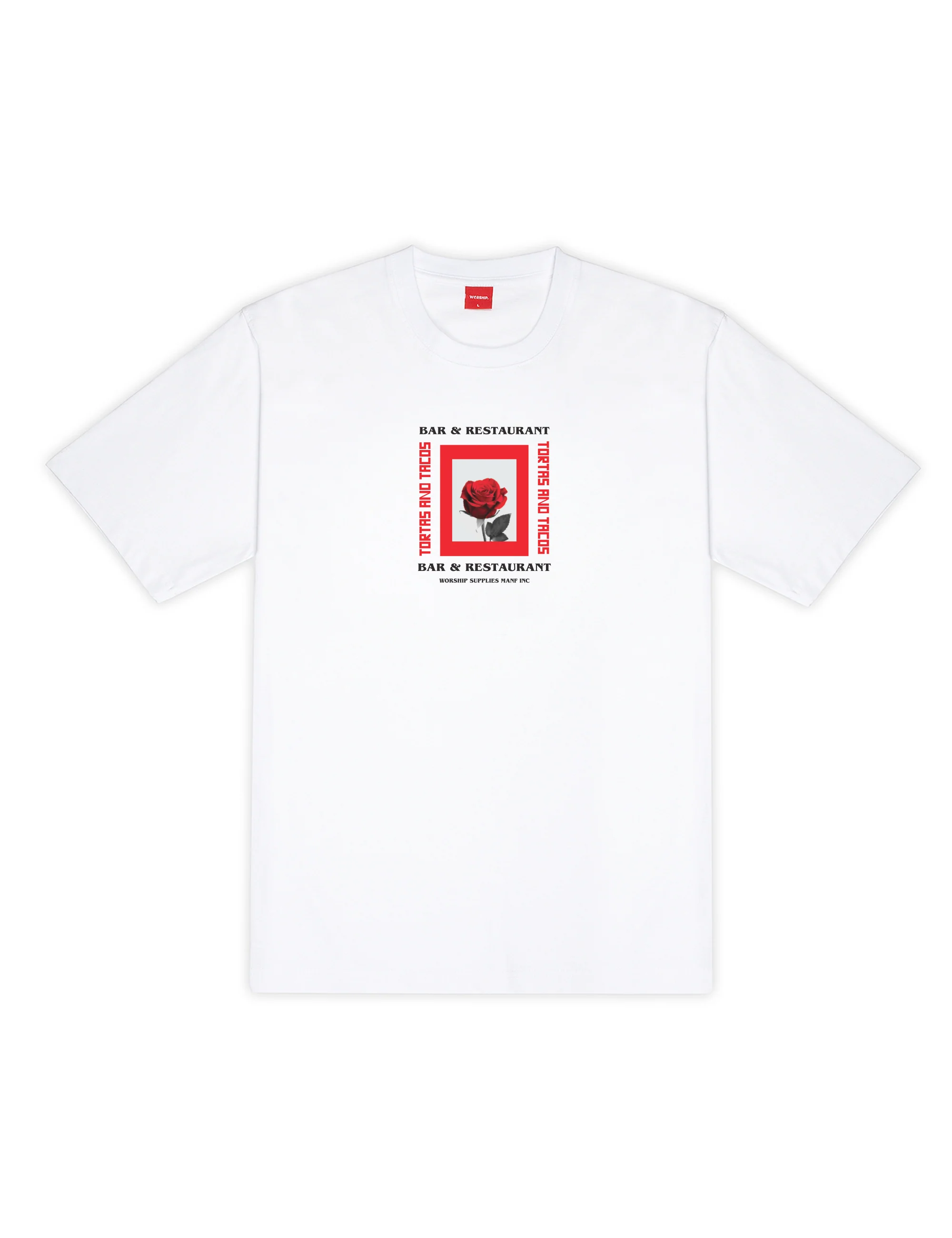 Worship Frankies Tortas And Tacos Tee â€“ White - Image 4