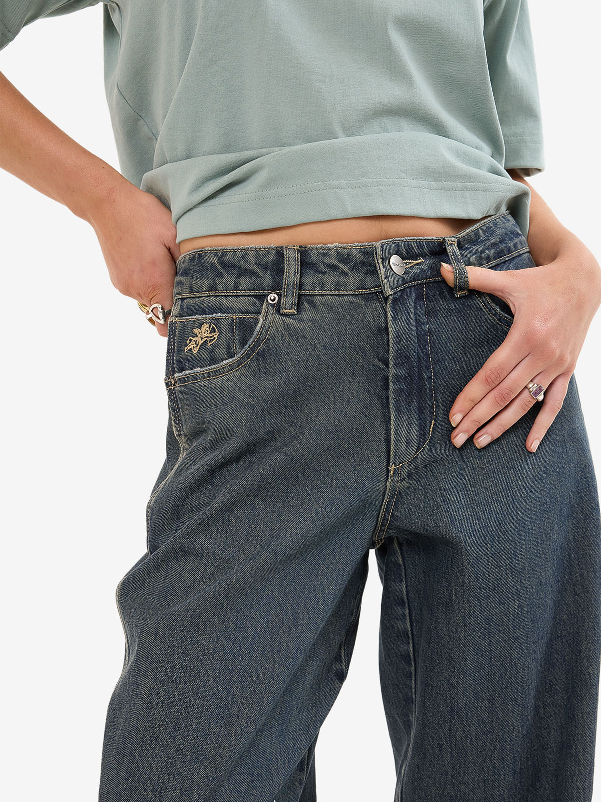 Worship Sloucher Jean - Blasted Blue - Image 3