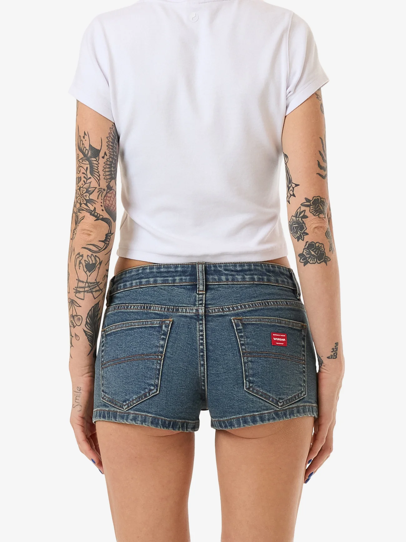 Y2K Crush Micro Short - Dirty Mid Blue - Image 2