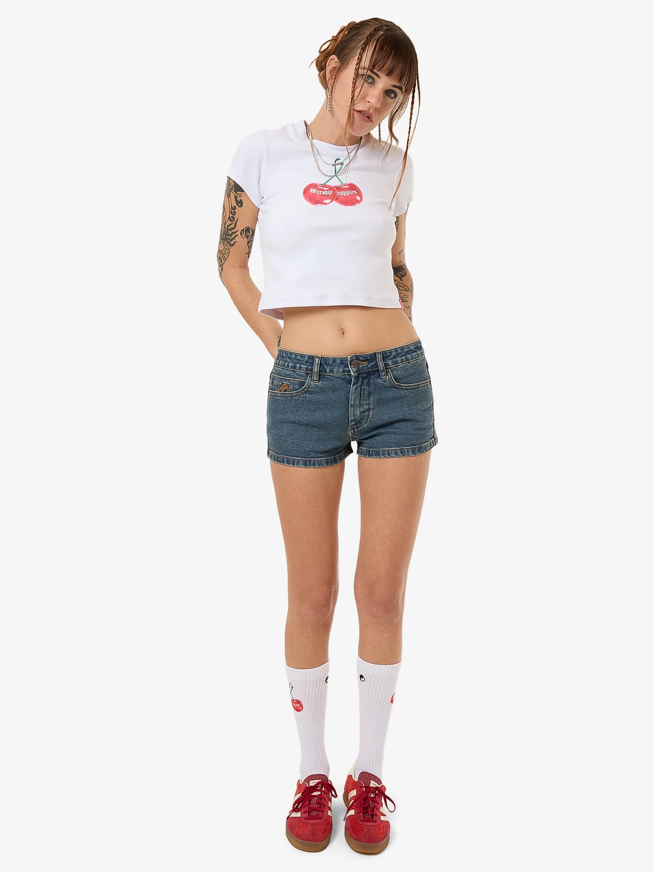 Y2K Crush Micro Short - Dirty Mid Blue - Image 5