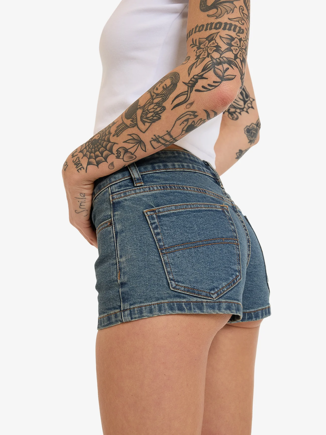 Y2K Crush Micro Short - Dirty Mid Blue - Image 8